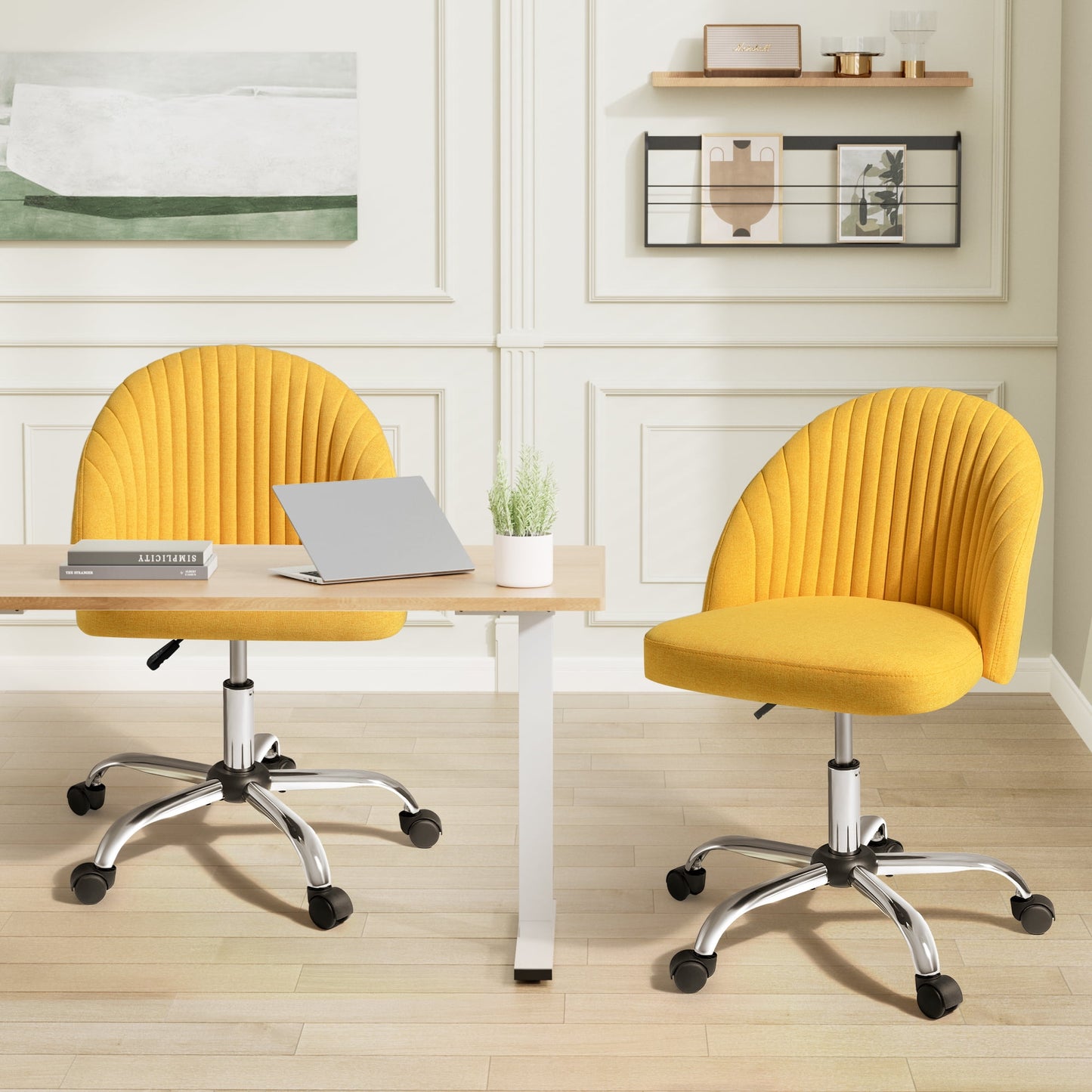 Furmax Home Office Chairs with Adjustable Height, Comfortable Swivel Rolling Chair for Office Study Bedroom Living Room