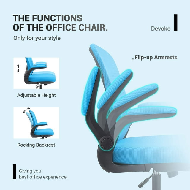 Furmax Office Chair Mesh Desk Chair with Adjustable Arms Ergonomic Computer Chair Rolling Chair with Back and Lumbar Support