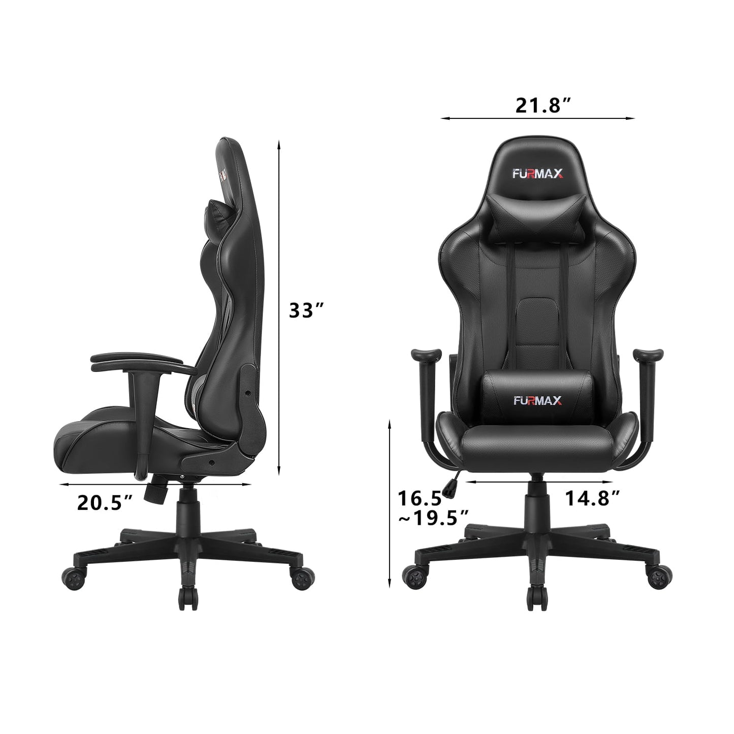 Furmax High-Back Gaming Office Chair Ergonomic Racing Style Adjustable Height Executive Computer Chair with Adjustable Headrest and Lumbar Pillow