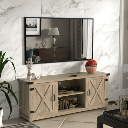 Furmax Barn Door TV Stand Media Console Center Industrial Style for TVs up to 65",