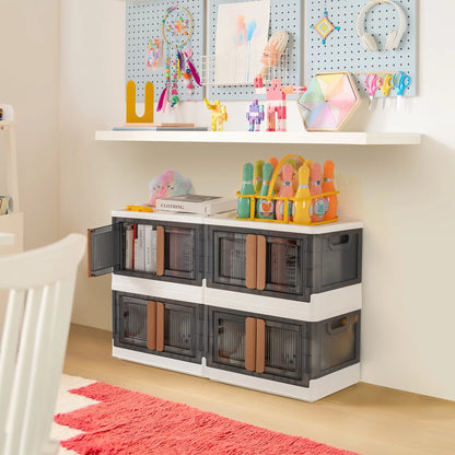 Furmax Storage Bins with Lids Collapsible Storage Cabinet for Closet Organizers, Plastic Container for Clothes, Books, Toys Stackable Storage Box with Wheels for Home, Dorm