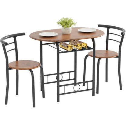 Furmax 3 Piece Wood and Metal Dining set, Small dining table for 2 ,for Living Room, Dining Room, Kitchen