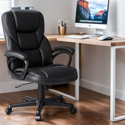 Furmax High-back Executive Office Chair With Lumbar Support Height Adjustable Swivel Seat PU Leather