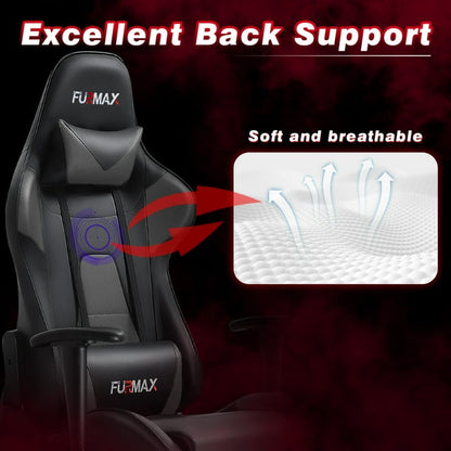Furmax High-Back Gaming Office Chair Ergonomic Racing Style Adjustable Height Executive Computer Chair with Adjustable Headrest and Lumbar Pillow