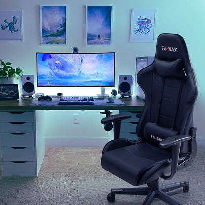 Furmax High-Back Gaming Office Chair Ergonomic Racing Style Adjustable Height Executive Computer Chair with Adjustable Headrest and Lumbar Pillow