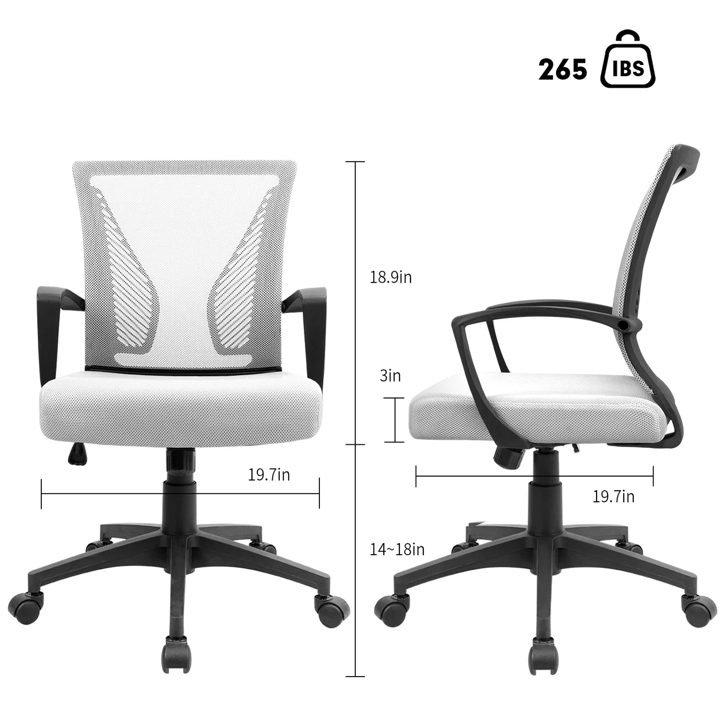 Furmax Manager's Chair with Swivel & Lumbar Support, 265 lb. Capacity, Black