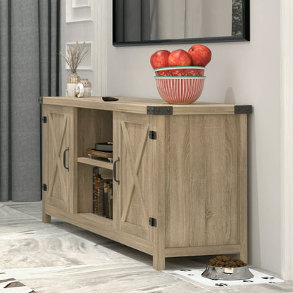 Furmax Barn Door TV Stand Media Console Center Industrial Style for TVs up to 65",