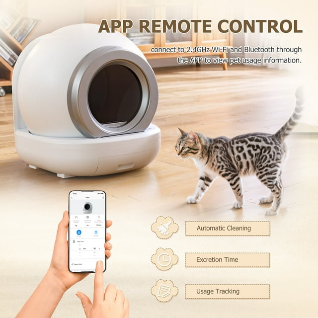 Furmax Automatic Self Cleaning Cat Litter Box with App Control Support WiFi, Intelligent Radar Smart Auto Litter Box with Liner
