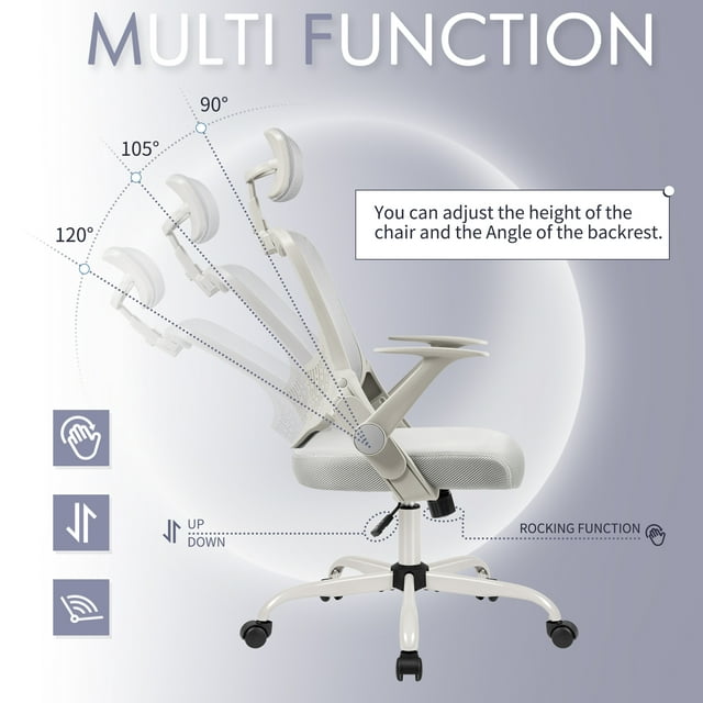 Furmax Office Chair with Lumbar Support Breathable Mesh Ergonomic Office Chair Adjustable Height Computer Chair with Armrests & Casters