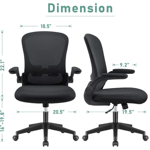 Furmax Office Chair Mesh Desk Chair with Adjustable Arms Ergonomic Computer Chair Rolling Chair with Back and Lumbar Support