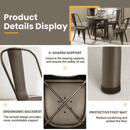 Furmax Set of 4 Metal Dining Chairs