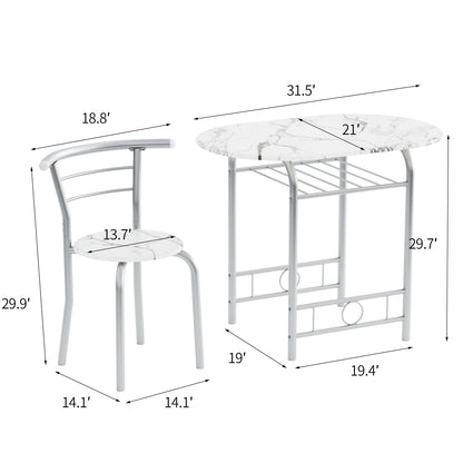 Furmax 3 Piece Wood and Metal Dining set, Small dining table for 2 ,for Living Room, Dining Room, Kitchen