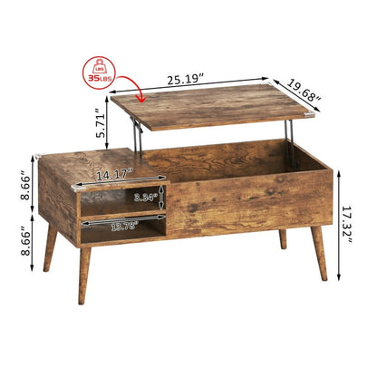 Furmax 39 Inch Wood Lift Top Coffee Table with Hidden Compartment and Storage Shelf, Lift Tabletop Dining Table for Home Living Room Bedroom, Office