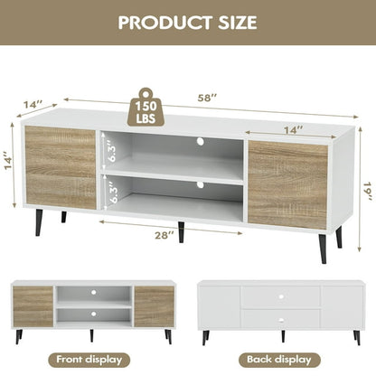 Furmax Mid-Century 2-Door TV Stand for TVs up to 65",
