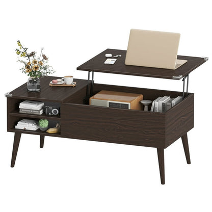 Furmax 39 Inch Wood Lift Top Coffee Table with Hidden Compartment and Storage Shelf, Lift Tabletop Dining Table for Home Living Room Bedroom, Office