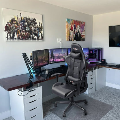 Furmax High-Back Gaming Office Chair Ergonomic Racing Style Adjustable Height Executive Computer Chair with Adjustable Headrest and Lumbar Pillow