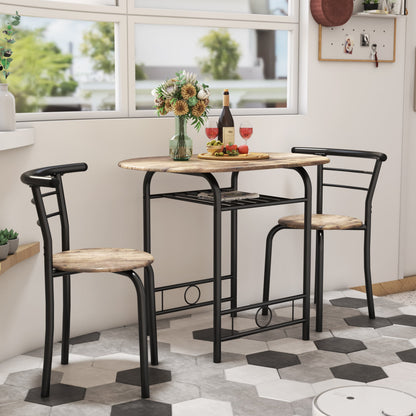 Furmax 3 Piece Wood and Metal Dining set, Small dining table for 2 ,for Living Room, Dining Room, Kitchen
