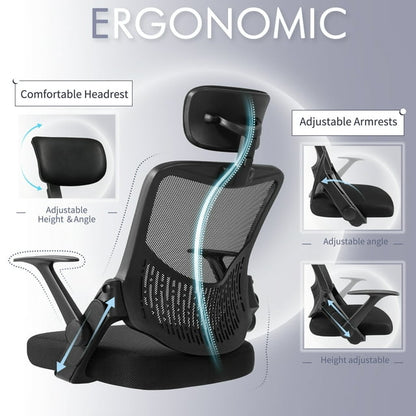 Furmax Office Chair with Lumbar Support Breathable Mesh Ergonomic Office Chair Adjustable Height Computer Chair with Armrests & Casters