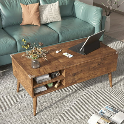 Furmax 39 Inch Wood Lift Top Coffee Table with Hidden Compartment and Storage Shelf, Lift Tabletop Dining Table for Home Living Room Bedroom, Office