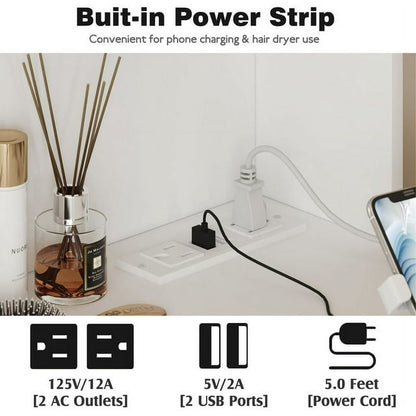 Furmax Makeup Vanity with Mirror and Drawers Vanity Desk Set with 3 Modes Adjustable Brightness Lights and USB Power Outlet