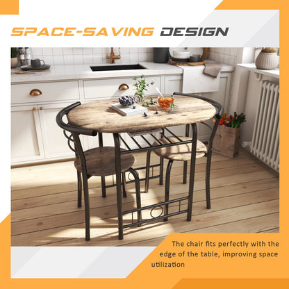 Furmax 3 Piece Wood and Metal Dining set, Small dining table for 2 ,for Living Room, Dining Room, Kitchen
