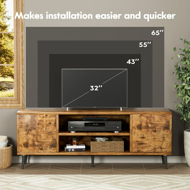 Furmax Mid-Century 2-Door TV Stand for TVs up to 65",