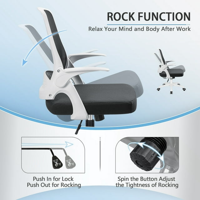 Furmax Home Office Chair Mesh Computer Chair Ergonomic Task Desk Chairs with Flip-up Arms and Adjustable Height