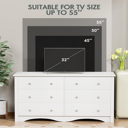 Furmax 6 Drawer Double Dresser, Wide Wood Chest Of Drawers Storage Tower Storage for Living Room Bedroom