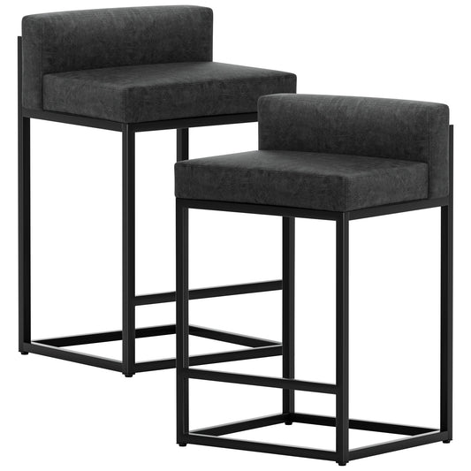 Furmax PU Leather Bar Stool Counter Stools With Back and Footrest