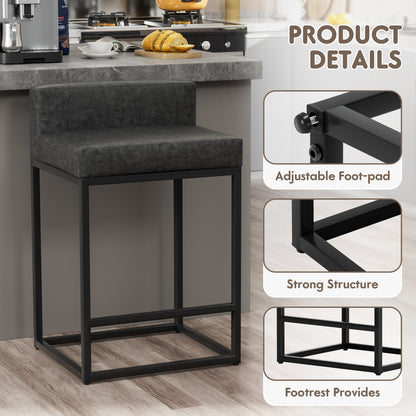 Furmax PU Leather Bar Stool Counter Stools With Back and Footrest