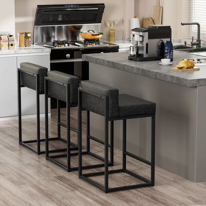 Furmax PU Leather Bar Stool Counter Stools With Back and Footrest
