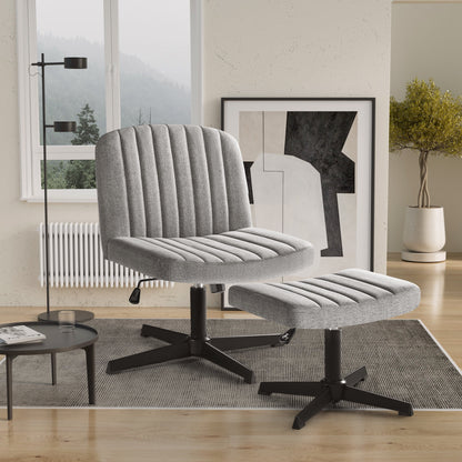 Furmax Modern Padded Office Chair Wide Home Office Desk Chair Height Adjustable Computer Task Chair with a Stool for Footrest