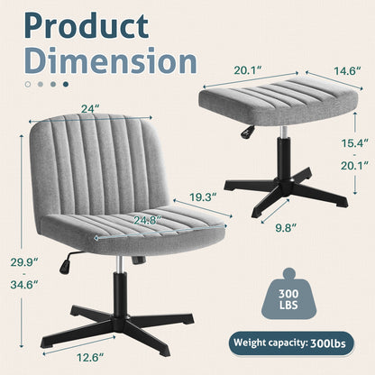 Furmax Modern Padded Office Chair Wide Home Office Desk Chair Height Adjustable Computer Task Chair with a Stool for Footrest