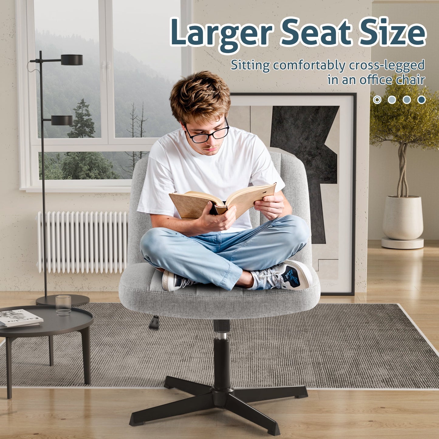 Furmax Modern Padded Office Chair Wide Home Office Desk Chair Height Adjustable Computer Task Chair with a Stool for Footrest