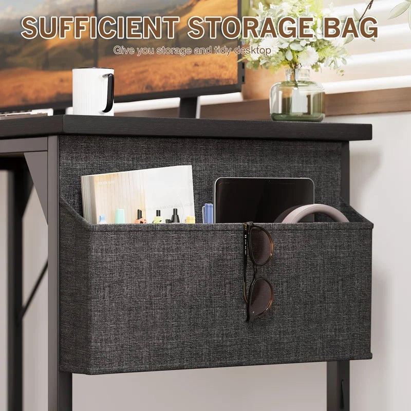 Furmax 32 Inch Office Desk Modern Computer Desk with Storage Bag Writing Table with Headphone Hook