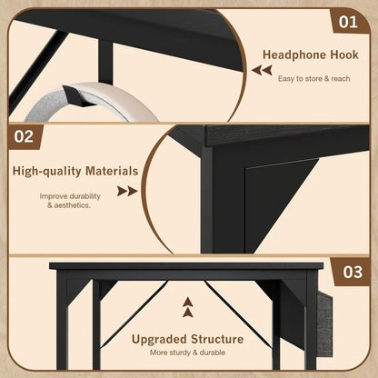Furmax 32 Inch Office Desk Modern Computer Desk with Storage Bag Writing Table with Headphone Hook