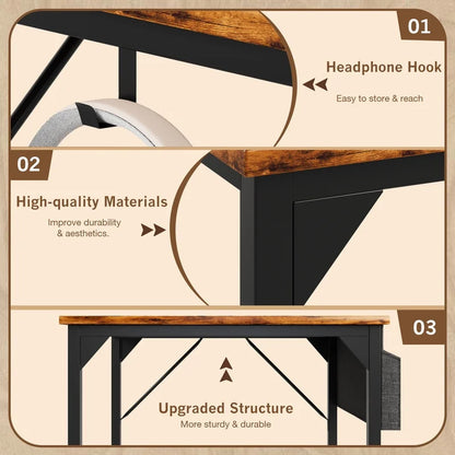 Furmax 32 Inch Office Desk Modern Computer Desk with Storage Bag Writing Table with Headphone Hook