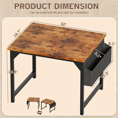 Furmax 32 Inch Office Desk Modern Computer Desk with Storage Bag Writing Table with Headphone Hook