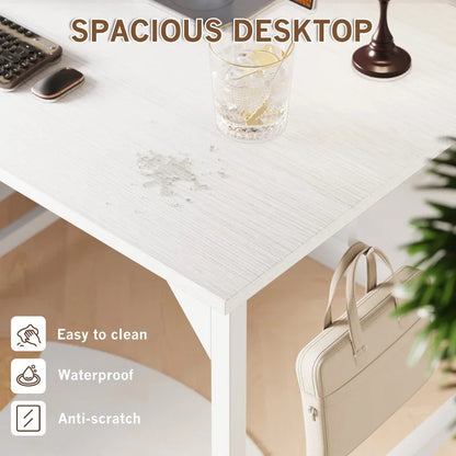 Furmax 32 Inch Office Desk Modern Computer Desk with Storage Bag Writing Table with Headphone Hook