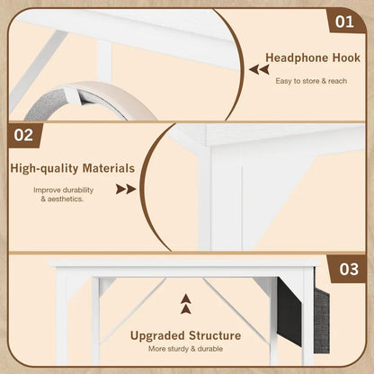 Furmax 32 Inch Office Desk Modern Computer Desk with Storage Bag Writing Table with Headphone Hook