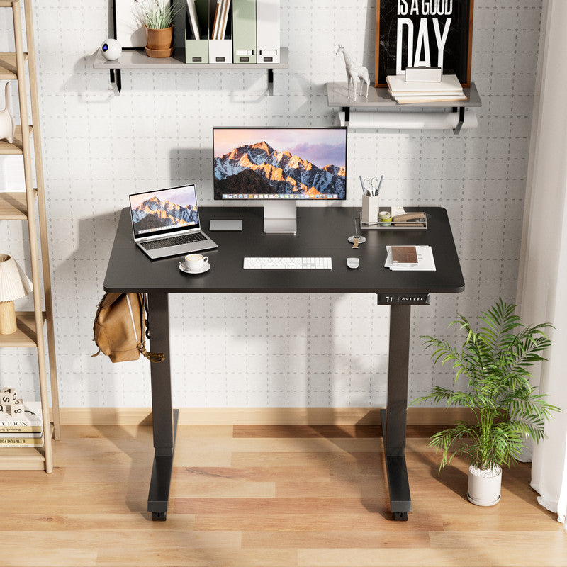 Furmax Height Adjustable Standing Desk with Locking Wheels Ergonomic Stand up Desk with Memory Preset