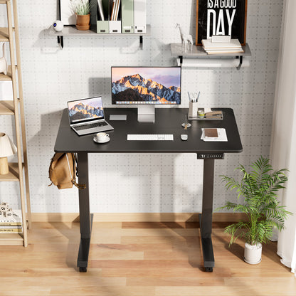 Furmax Height Adjustable Standing Desk with Locking Wheels Ergonomic Stand up Desk with Memory Preset