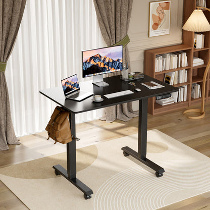 Furmax Height Adjustable Standing Desk with Locking Wheels Ergonomic Stand up Desk with Memory Preset