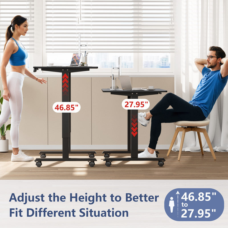 Furmax Height Adjustable Standing Desk with Locking Wheels Ergonomic Stand up Desk with Memory Preset