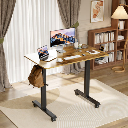 Furmax Height Adjustable Standing Desk with Locking Wheels Ergonomic Stand up Desk with Memory Preset