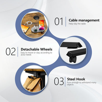Furmax Height Adjustable Standing Desk with Locking Wheels Ergonomic Stand up Desk with Memory Preset