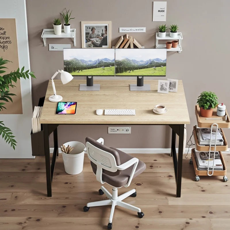 Furmax 32 Inch Office Desk Modern Computer Desk with Storage Bag Writing Table with Headphone Hook