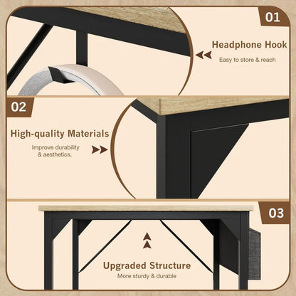 Furmax 32 Inch Office Desk Modern Computer Desk with Storage Bag Writing Table with Headphone Hook