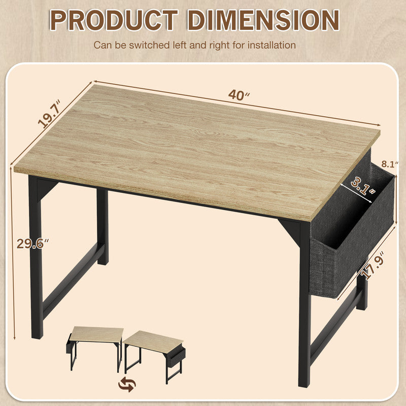 Furmax 32 Inch Office Desk Modern Computer Desk with Storage Bag Writing Table with Headphone Hook
