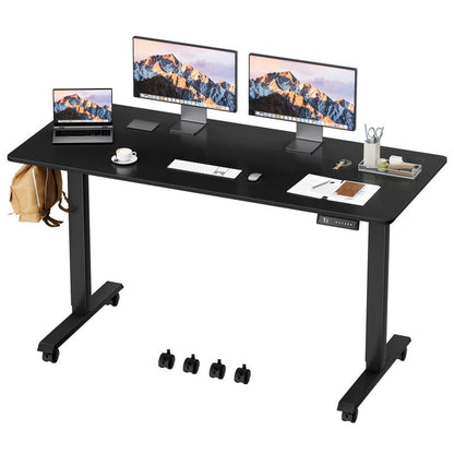 Furmax Height Adjustable Standing Desk with Locking Wheels Ergonomic Stand up Desk with Memory Preset